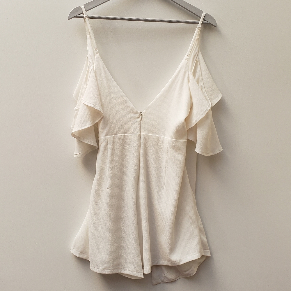 Morning Mist White Wrap Front V Neck Off The Shoulders Romper Women's Size M - Picture 4 of 14